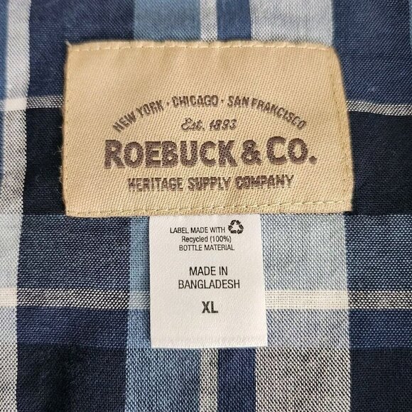 Roebuck &‎ Co Western Blue Gray Plaid Snap Front Shirt Men's XL NWOT - Picture 6 of 9
